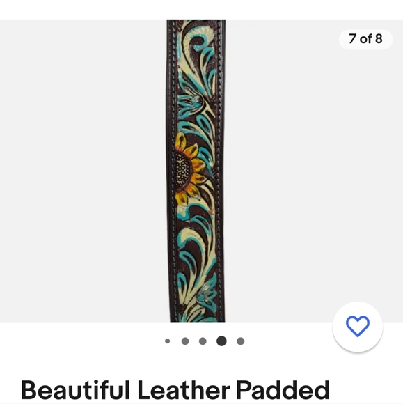 Leather Hand Tooled Dog Collar- Large - Picture 2 of 5